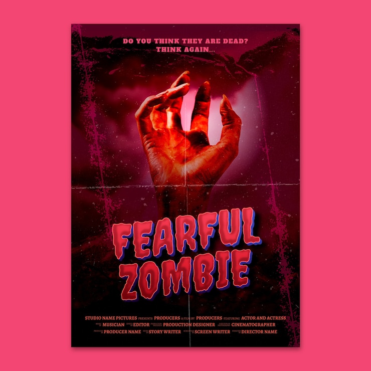 Vetor grátis modelo de cartaz de filme de terror realista