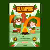 Vetor grátis modelo de cartaz de glamping de design plano