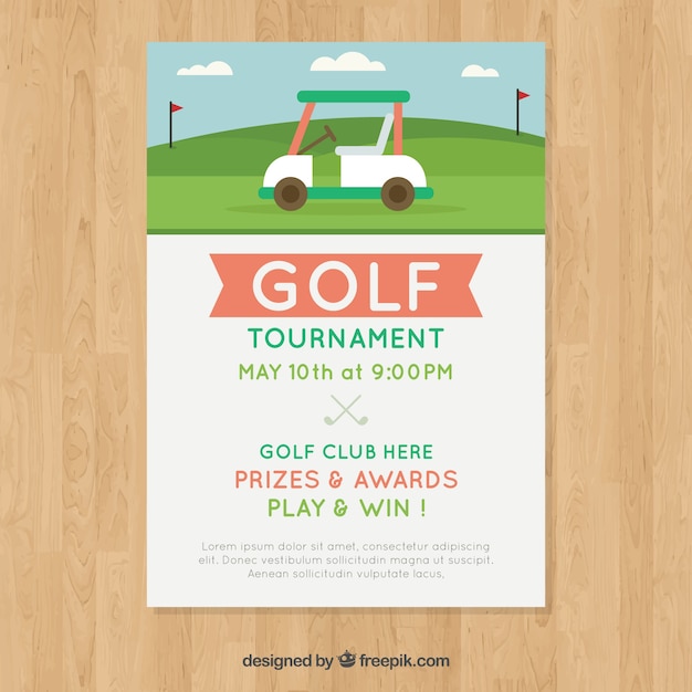 Modelo de cartaz de golfe com caddie