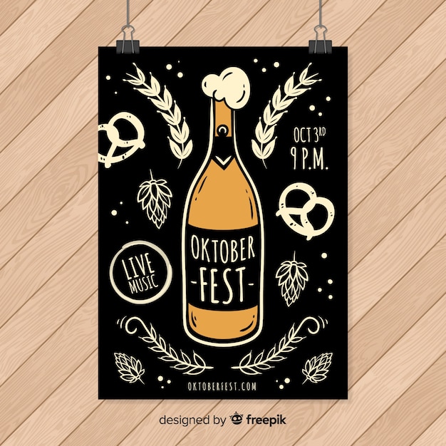 Vetor grátis modelo de cartaz de mão desenhada oktoberfest