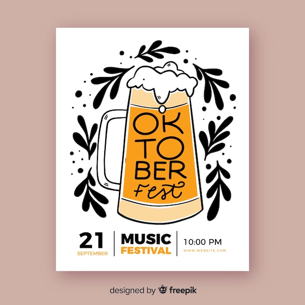 Modelo de cartaz de mão desenhada oktoberfest