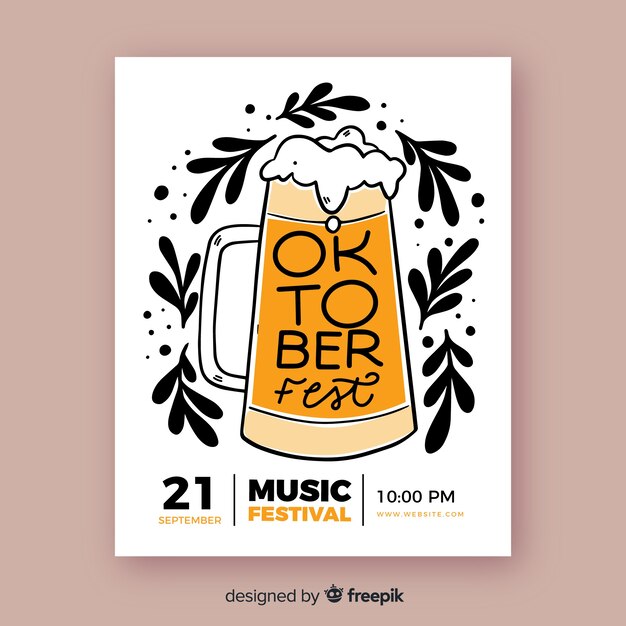 Modelo de cartaz de mão desenhada oktoberfest