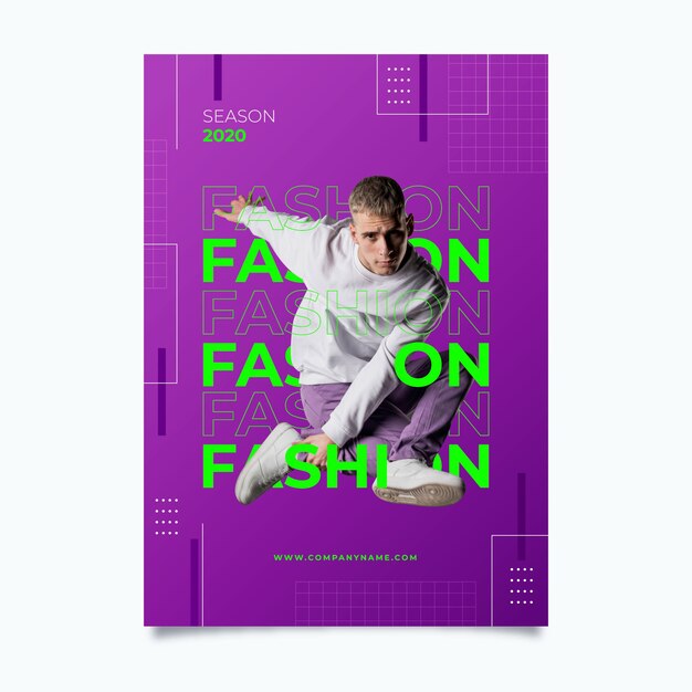 Modelo de cartaz de moda colorida