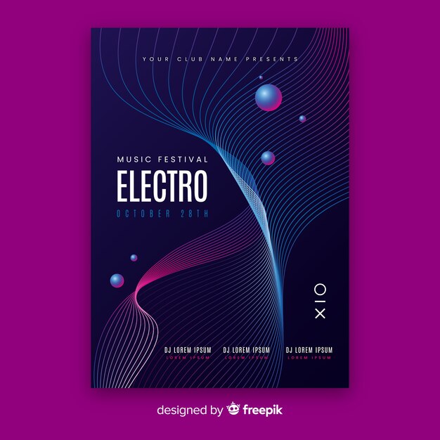 Modelo de cartaz de música abstrata som onda