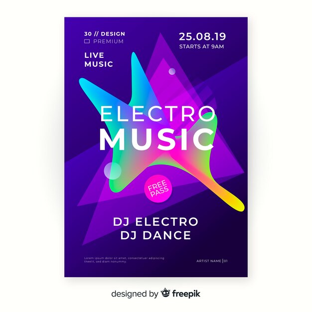 Modelo de cartaz de música eletrônica abstrata