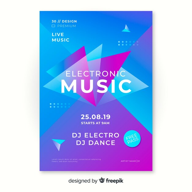 Modelo de cartaz de música eletrônica abstrata