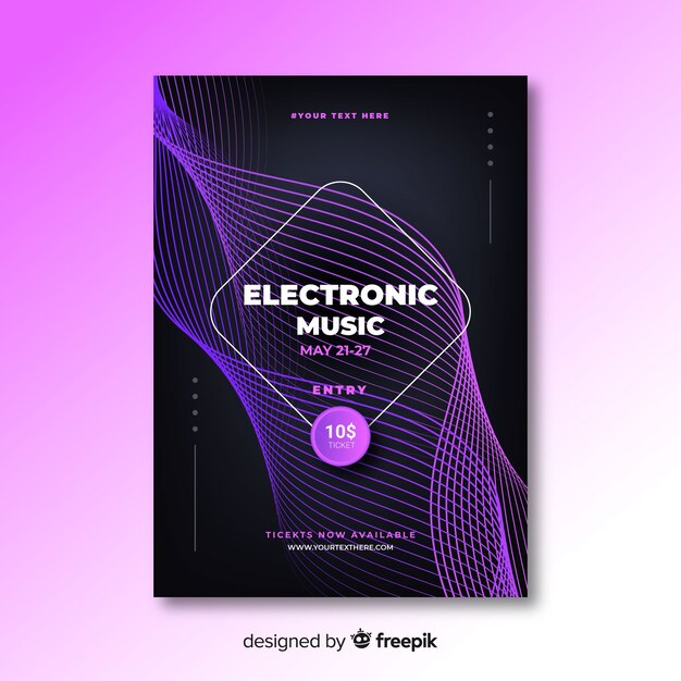 Modelo de cartaz de música eletrônica abstrata