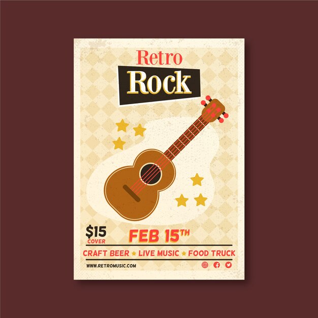 Modelo de cartaz de música retrô