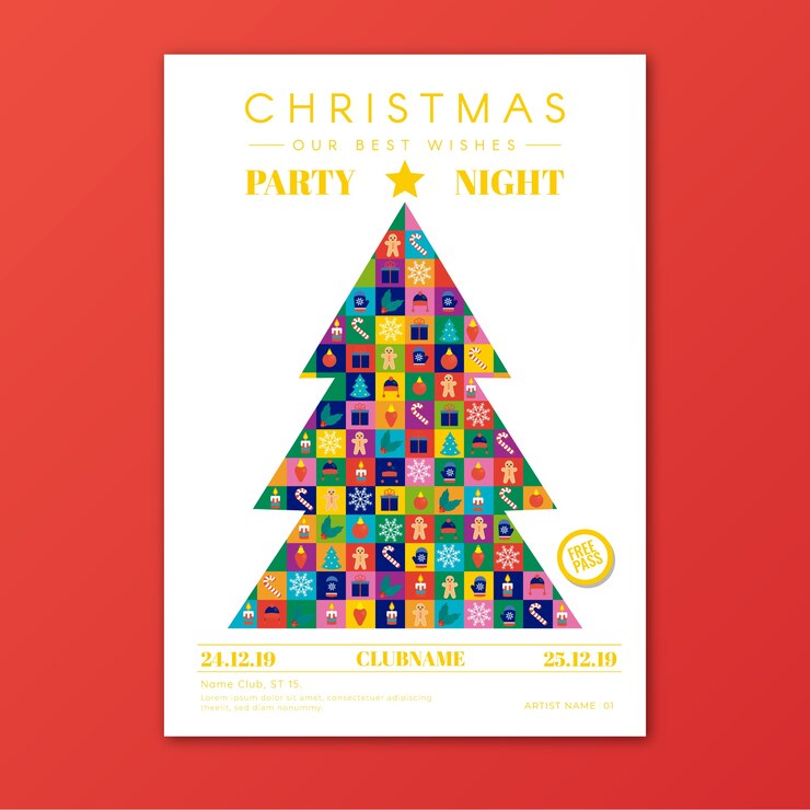 Vetor grátis modelo de cartaz de natal com formas geométricas coloridas