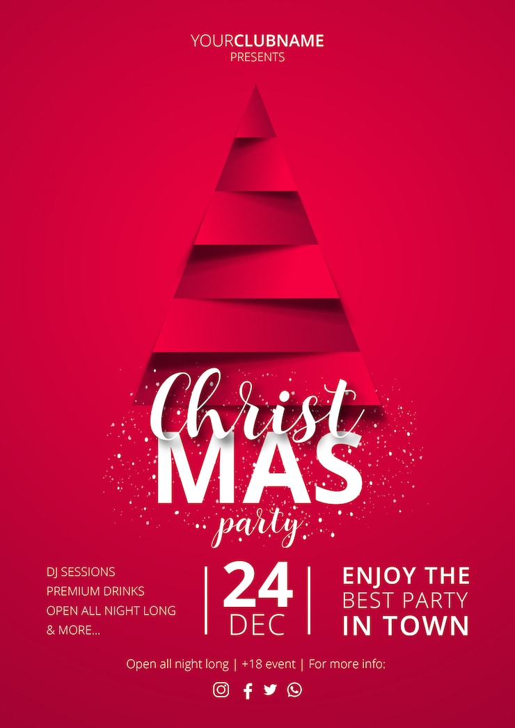 Vetor grátis modelo de cartaz de natal elegante