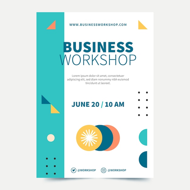 Modelo de cartaz de oficina de negócios de design plano