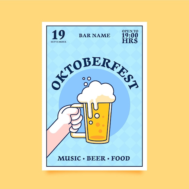 Modelo de cartaz de oktoberfest de design plano