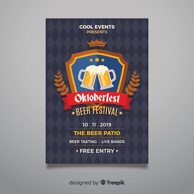 Vetor grátis modelo de cartaz de oktoberfest design plano