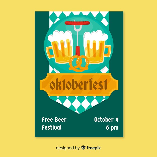 Modelo de cartaz de oktoberfest design plano