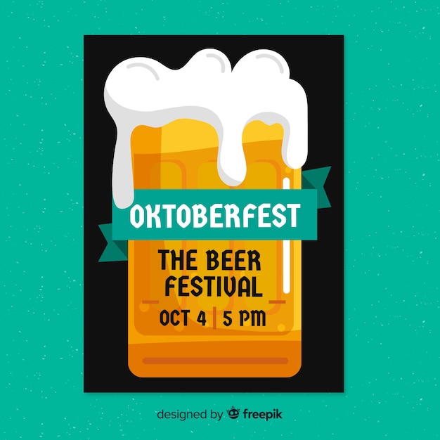 Modelo de cartaz de oktoberfest design plano