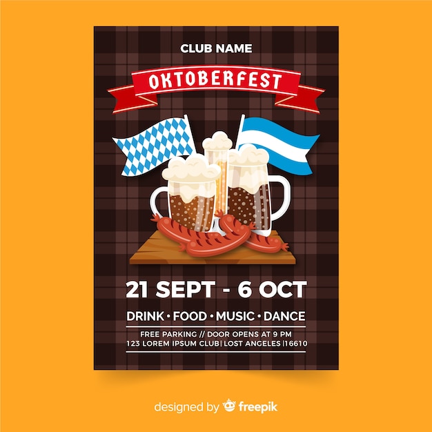 Vetor grátis modelo de cartaz de oktoberfest design plano