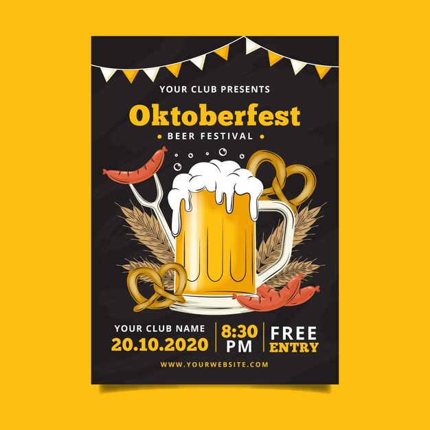 Modelo de cartaz de oktoberfest design plano