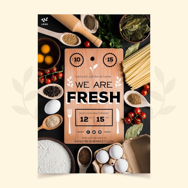 Modelo de cartaz de restaurante de comida saudável com foto