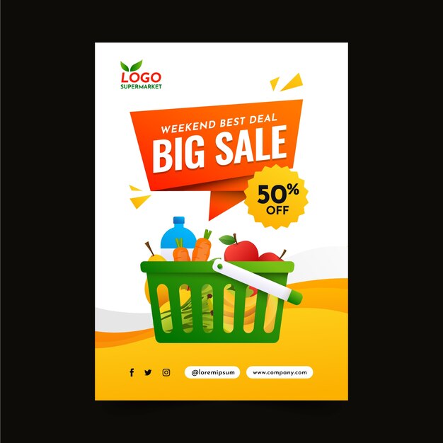 Modelo de cartaz de supermercado gradiente
