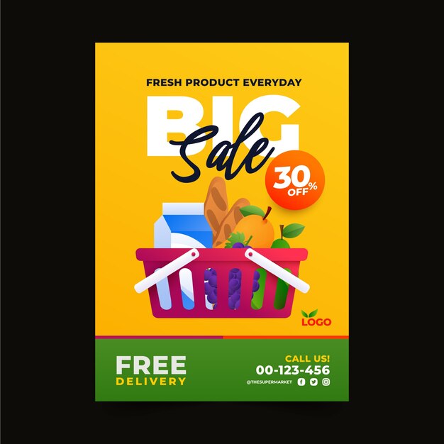 Modelo de cartaz de supermercado gradiente