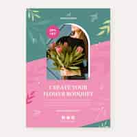 Vetor grátis modelo de cartaz de trabalho de florista de plantas de design plano
