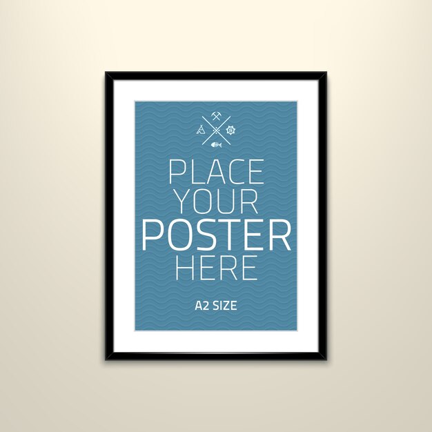 modelo de cartaz de uma folha de papel em branco no quadro