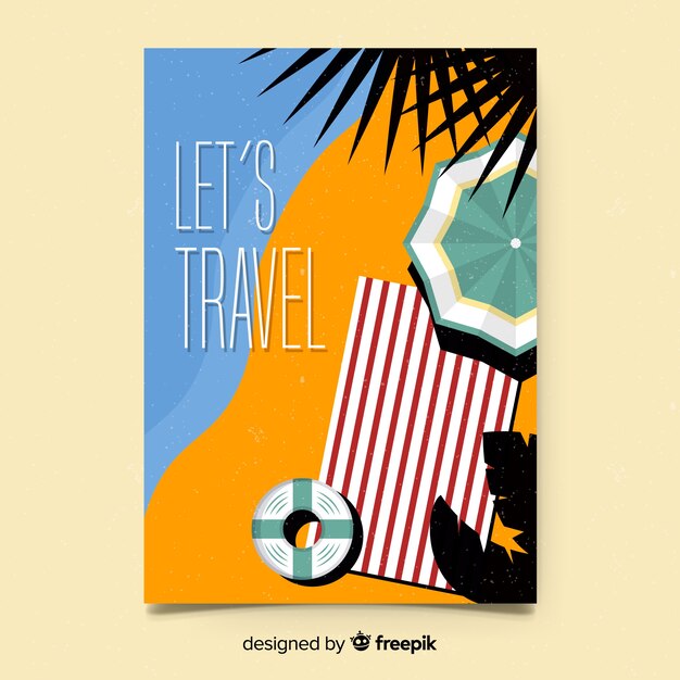 Modelo de cartaz de viagens vintage plana