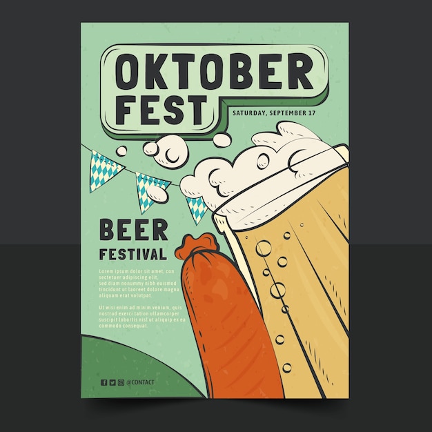 Modelo de cartaz desenhado mão Oktoberfest