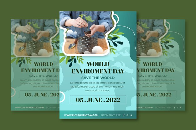 Modelo de cartaz do dia mundial do meio ambiente gradiente