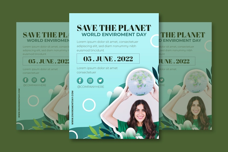 Vetor grátis modelo de cartaz do dia mundial do meio ambiente gradiente