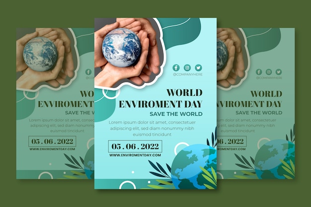 Modelo de cartaz do dia mundial do meio ambiente gradiente