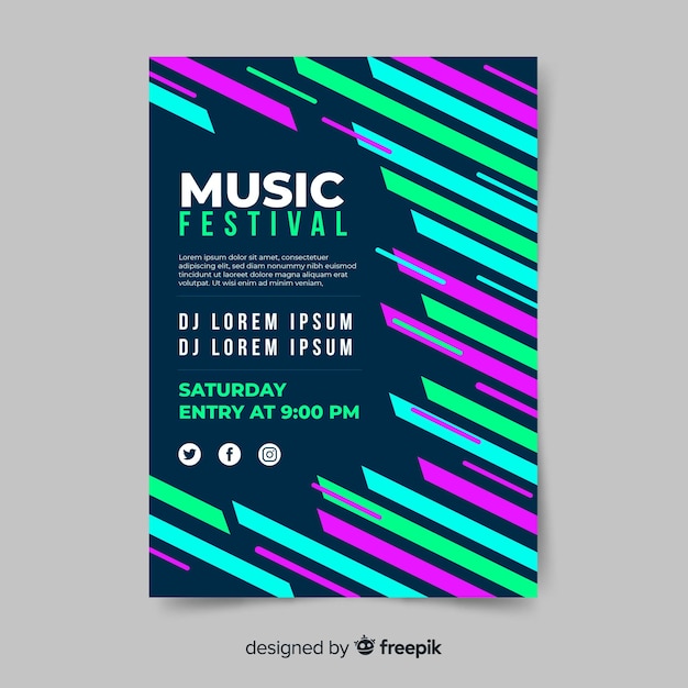 Modelo de cartaz do festival de música colorida