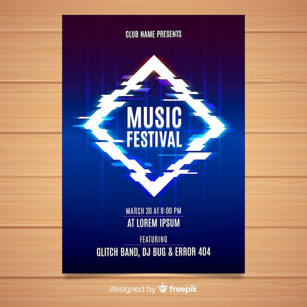 Modelo de cartaz do festival de música de falha