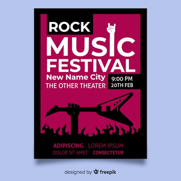 Modelo de cartaz do festival de música de mão desenhada