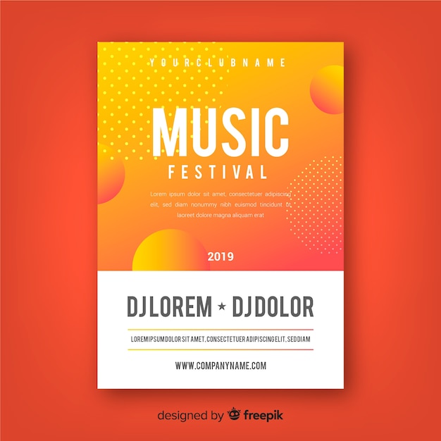 Modelo de cartaz do festival de música gradiente