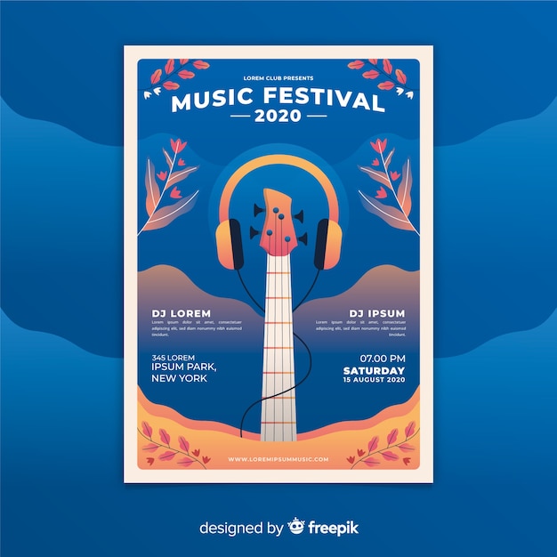 Modelo de cartaz do festival de música gradiente