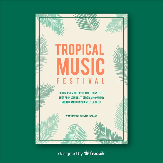 Modelo de cartaz do festival de música tropical vintage