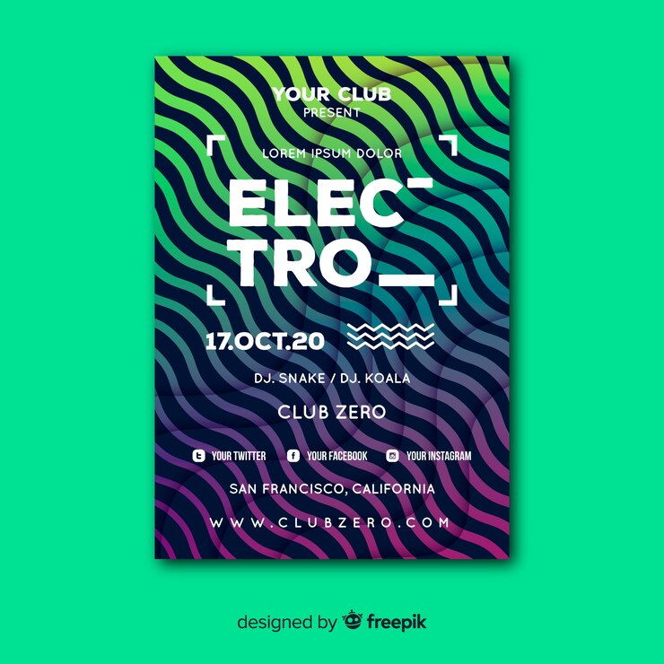 Vetor grátis modelo de cartaz - electro música abstrata