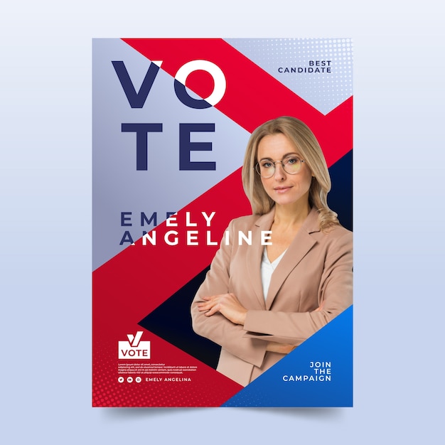 Vetor grátis modelo de cartaz eleitoral em gradiente