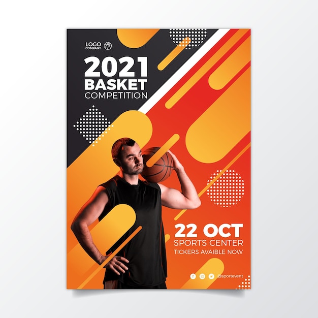 Vetor grátis modelo de cartaz - evento esportivo 2021