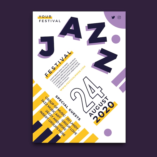 Vetor grátis modelo de cartaz festival de jazz