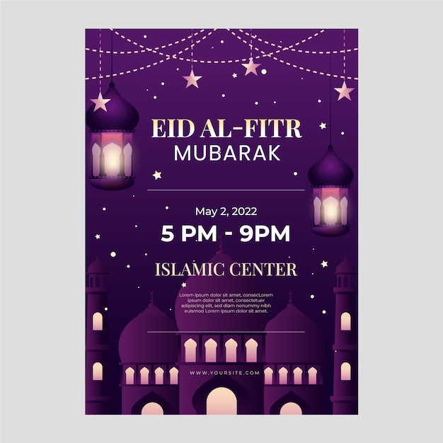 Modelo de cartaz gradiente eid al-fitr