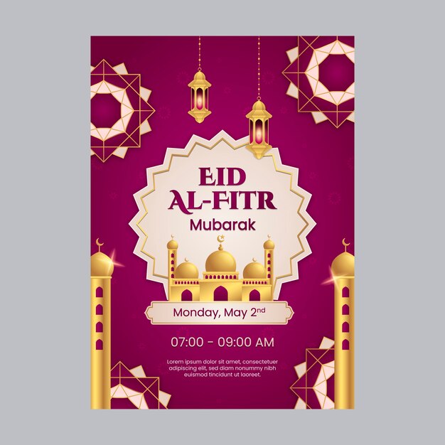 Modelo de cartaz gradiente eid al-fitr