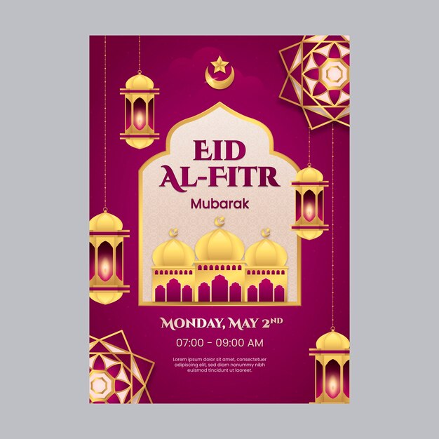 Modelo de cartaz gradiente eid al-fitr