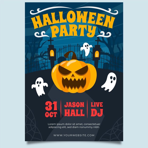 Modelo de cartaz - halloween com raiva e fantasmas
