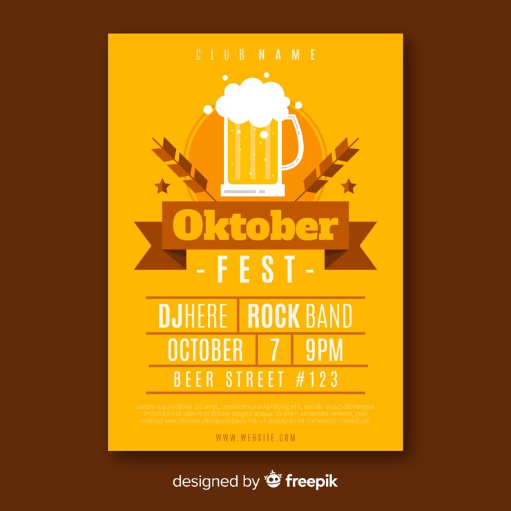 Vetor grátis modelo de cartaz oktoberfest com design plano
