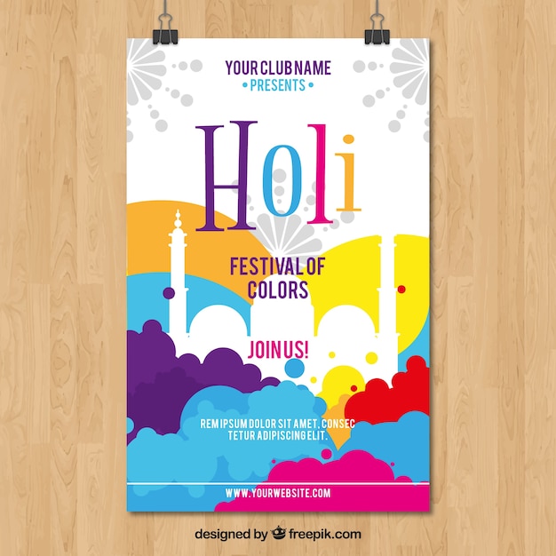 Modelo de cartaz para holi festival