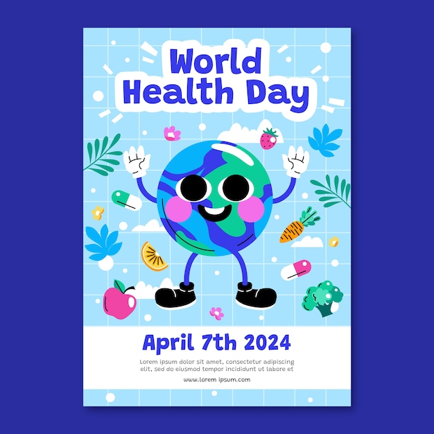 Modelo de cartaz plano do Dia Mundial da Saúde