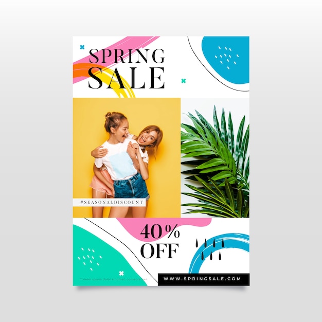 Modelo de cartaz - primavera design plano
