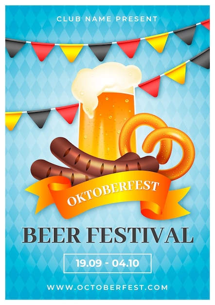 Modelo de cartaz realista da oktoberfest